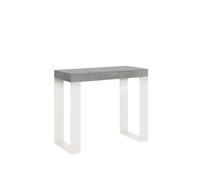 Consola extensible 90x40/300 cm Tecno Cemento Estructura Blanca - Itamoby