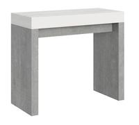 Consola Extensible Blanca Y Gris Cemento 40 A 196 Cm Ribo-soporte 2 Pies