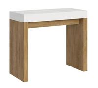 Consola Extensible Blanca Y Madera Clara De 40 A 300 Cm Ribo-soporte 2 Pies