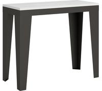 Consola extensible de 90 x 40/300 cm, estructura Flame Evolution, madera de fresno en blanco, detalles en gris antracita