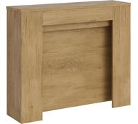 Consola extensible de 90x25/211 cm, modelo Kiba, en roble natural