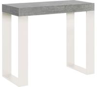 Consola extensible de 90x40/196 cm con estructura en color blanco cemento de la serie Tecno Small