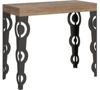 Consola extensible de 90x40/196 cm, estilo Karamay, en roble natural con estructura en color antracita