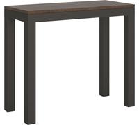 Consola extensible de 90x40/196 cm, modelo Everyday Small Evolution, con estructura en color nogal y detalles en gris antracita