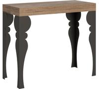 Consola extensible de 90x40/196 cm, modelo Paxon, en roble claro con acabado natural y estructura en color antracita