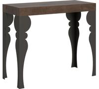 Consola extensible de 90x40/196 cm, modelo Paxon Small, con estructura en color nogal y detalles en gris antracita