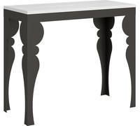 Consola extensible de 90x40/196 cm, modelo Paxon Small Evolution, con estructura en blanco, fresno y antracita