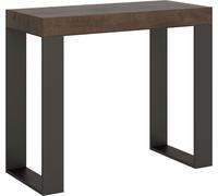 Consola extensible de 90x40/196 cm, modelo Tecno Small, con estructura en color antracita y superficie en color nogal