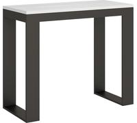 Consola extensible de 90x40/196 cm, modelo Tecno Small Evolution, con estructura en blanco, fresno y antracita