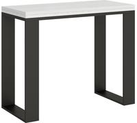 Consola extensible de 90x40/300 cm, color blanco ceniza "Tecno", con estructura en color antracita
