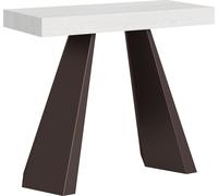 Consola extensible de 90x40/300 cm, color blanco diamante, con estructura de madera de fresno "Bear"