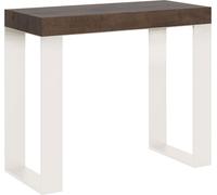 Consola extensible de 90x40/300 cm, color Tecno Noce, con marco blanco