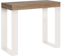 Consola extensible de 90x40/300 cm, color Tecno Quercia Natura, con estructura blanca