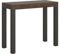 Consola extensible de 90x40/300 cm, modelo Everyday, estructura en color nogal y detalles en antracita