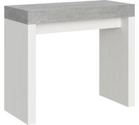 Consola extensible de 90x40/300 cm, modelo Roxell Mix Cement, con estructura de fresno blanco