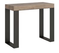 Consola Extensible De Madera Clara 8 Personas 40 A 196 Cm Asis-soporte 2 Pies-3 Alargaderas Finas