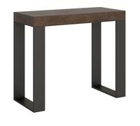 Consola Extensible De Madera De Nogal 8 Personas 40 A 196 Cm Asis-soporte 2 Pies-3 Alargaderas Finas