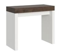 Consola Extensible En Madera De Nogal Y Patas Blancas De 40 A 196 Cm 8 Plazas Ribo-soporte 2 Pies