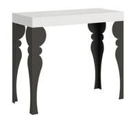 Consola Extensible Estilo Oriental Torza-color Blanco-soporte 2 Pies-3 Alargaderas Gruesas