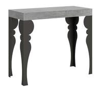 Consola Extensible Estilo Oriental Torza-color Gris Cemento-soporte 2 Pies-3 Alargaderas Gruesas