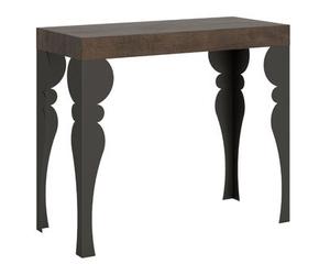 Consola Extensible Estilo Oriental Torza-color Marrón-soporte 2 Pies-5 Alargaderas Gruesas