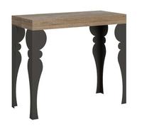 Consola Extensible Estilo Oriental Torza-color Natural-soporte 2 Pies-3 Alargaderas Gruesas