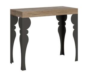 Consola Extensible Estilo Oriental Torza-color Natural-soporte 2 Pies-3 Alargaderas Gruesas