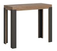 Consola Extensible Evy De Madera Clara Con Patas De Metal Antracita, 14 Plazas, De 40 A 300 Cm-soporte 2 Pies