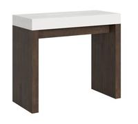Consola Extensible Madera Blanca Y Nogal 40 A 300 Cm Ribo-soporte 2 Pies