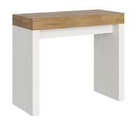 Consola Extensible Madera Clara Y Patas Blancas 40 A 196 Cm 8 Plazas Ribo-soporte 2 Pies
