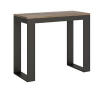 Consola Extensible Tiko De Madera Y Acero 90x40/196 O 90x40/300 Cm-color Natural-soporte 2 Pies-alargaderas 5 Extensiones