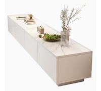 Consola Multimedia Superior de 11,8 Pulgadas de Ancho, Mueble for TV Con Cajón Completo Sin Manijas, Estructura de Carga Estable A Prueba de Polvo(White,240 cm/94.5 in)