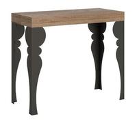 Consola Oriental Extensible De 12 Plazas De Madera Clara Y Metal Antracita De 40 A 300 Cm Torza