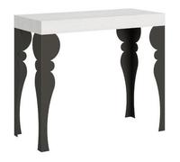 Consola Oriental Extensible De 12 Plazas De Metal Blanco Y Antracita De 40 A 300 Cm Torza