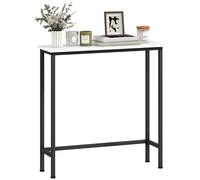 Consola Recibidor Estrecha con Superficie con Efecto Mármol y Marco de Metal 75x24x76 cm Blanco y Negro Negro