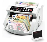 Contador de dinero portátil y detector de billetes falsos con doble pantalla led