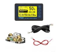 Contador digital Coulomb de 8 a 120 V, medidor de capacidad de batería con derivación de 500 A, para fosfato de hierro y litio, RV, sistema de energía solar, monitor amarillo (luz amarilla 100 A)