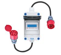 Contador electrico Digital Movil Trifasico 16A 400V Contador Movil Enchufe CEE Medidor Digital Movil Trifasico 5 * 2.5mm² con 2m Cable Adaptador de Enchufe IP44 (H07RN-F HR-03X)