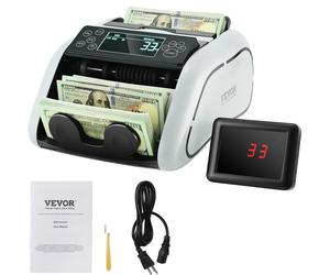 Contadora de billetes VEVOR, contadora de billetes con detección de billetes falsos mediante luz ultravioleta, luz magnética, luz infrarroja y detección de doble billete, contadora de billetes de dóla