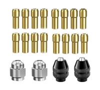 Contencinty Juego de pinzas para portabrocas de taladro, con adaptador de cambio rápido y herramienta de tuerca de taladro giratoria, kit de repuesto de tamaño de vástago de 1/32 a 1/8 pulgadas