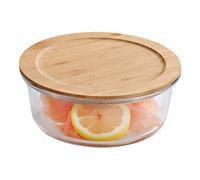 Contenedor Alimentos Vidrio con Tapa Bambú 17x7 CM KESPER - Fruta Galletas