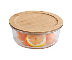 Contenedor Alimentos Vidrio con Tapa Bambú 17x7 CM KESPER - Fruta Galletas