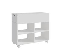 Contenedor con Ruedas Relaxdays, 5 Compartimentos, cajón, 61 x 70 x 30 cm, Abierto, Armario Estrecho, Blanco