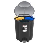Contenedor Curver Trio para reciclaje con 3 amplios compartimentos y pedal 40L