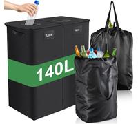 Contenedor de 140 litros con tapa para la recolección de botellas vacías.