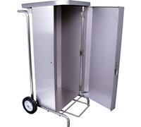 Contenedor de acero inoxidable para recolección de residuos, modelo MSH100, con pedal y 2 ruedas, para volúmenes de 100-130 litros