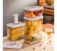 Contenedor de Almacenamiento al Vacío, Tanque Sellado para Granos, Caja de Conservación de Alimentos Frescos para el Hogar, Contenedor de Almacenamiento de Alimentos Drenable para Refrigerador, Set A