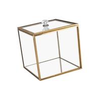 Contenedor de almacenamiento de vidrio decorado en oro, estuche higiénico de algodón para herramientas de maquillaje y exhibición de joyas, soporte para hisopos de algodón