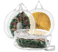 Contenedor de almacenamiento para coronas, bolsa de almacenamiento de corona de Navidad con doble cremallera y asas, organización de garaje para decoraciones de corona de vacaciones de temporada