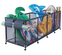 Contenedor de almacenamiento para piscina VEVOR, 2620x815x890 mm, organizador con bolsillos laterales, estructura de metal, cesta de malla, caja de almacenamiento, cesta organizadora, cesta de almacen